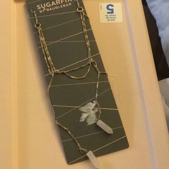 Bauble Bar Gold Lariat Necklace, Pink With Quartz - Picture 3 of 6